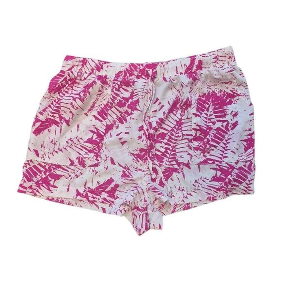 West Loop Women's White & Hot Pink Poly Elastic & Drawstring Waisted Shorts w Po - Picture 4 of 10